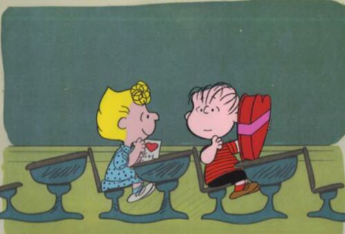 Be My Valentine Charlie Brown PEANUTS Prod Animation Cel 1975 Melendez V-08