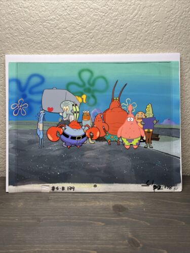 Spongebob Production Animation Art Cel Master Set Up Hand Painted Background🔥